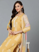 Silk Blend Yellow Straight Kurta Pant With-VKSKD1833A